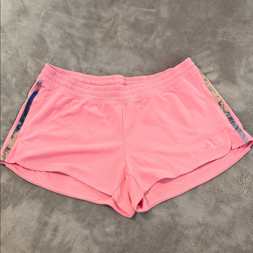 adidas Pink Women's Athletic Shorts with Side Stripe Detail